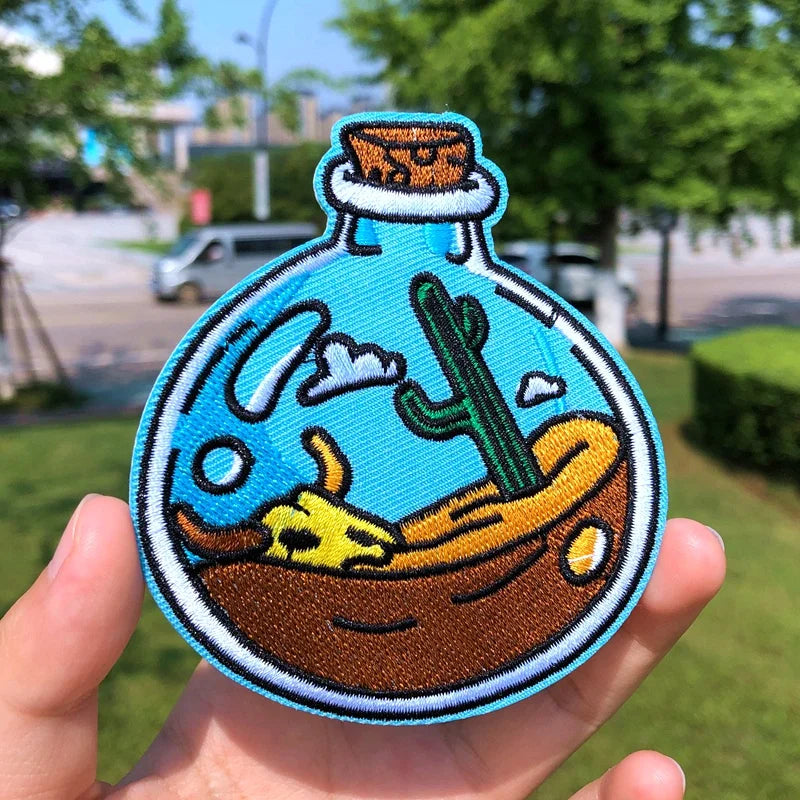 Prajna Wild Adventure Embroidered Patches For Clothing Badges Traveler Mountain Patch For T-shirt Iron On Patches On Clothes DIY