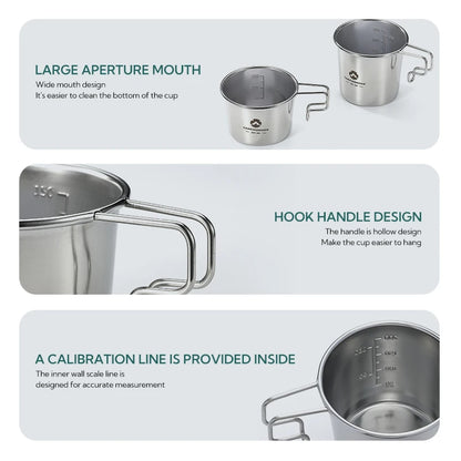 CAMPINGMOON Sierra Cup Hiking Outdoor Stainless Steel Cup Beer Mug With Handle Portable Camping Water Cup For Picnic