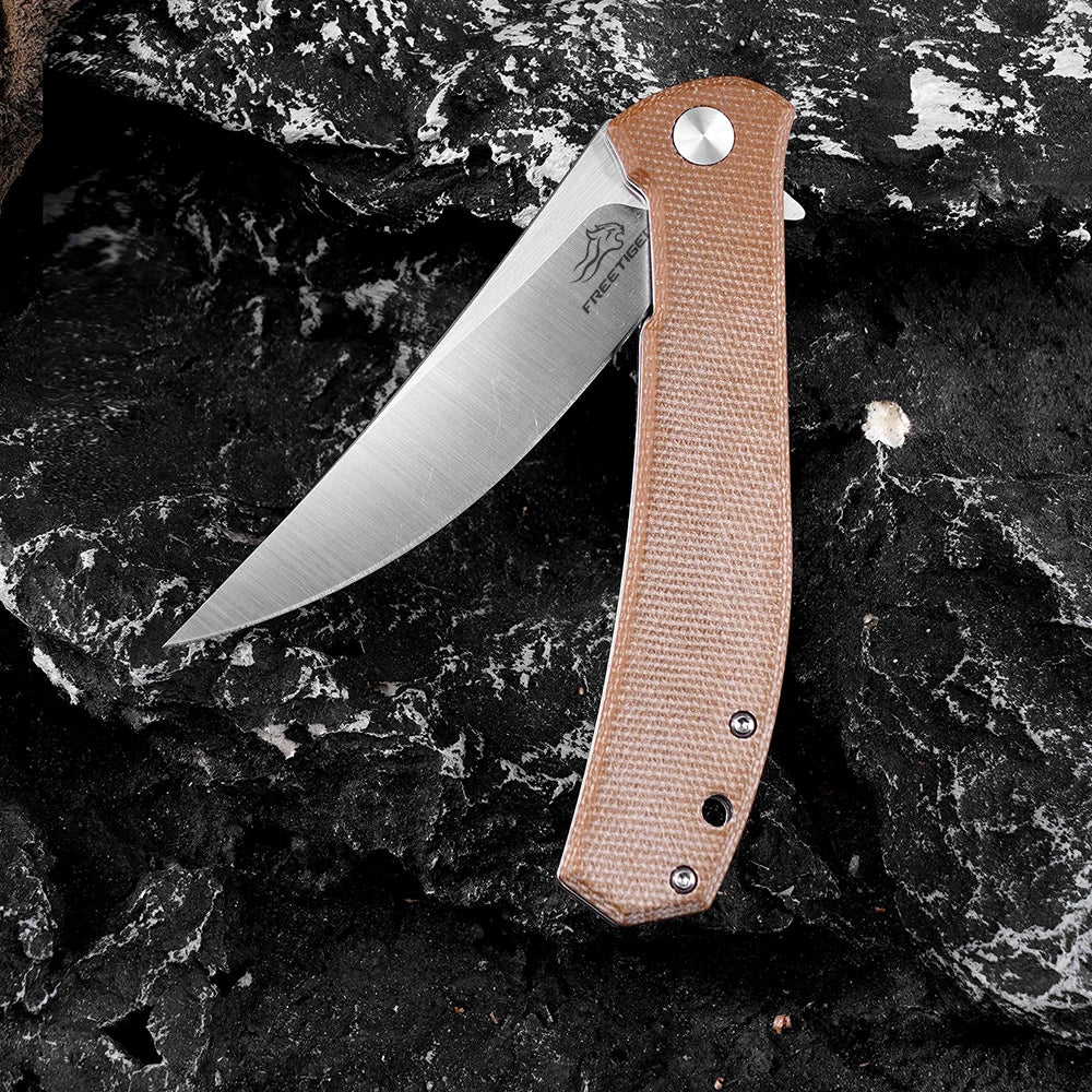 FREETIGER 2025 New Pocket Knife D2 Blade Micarta Folding Knife for Outdoor Camping Tactical Hunting Survival Knives EDC Tools