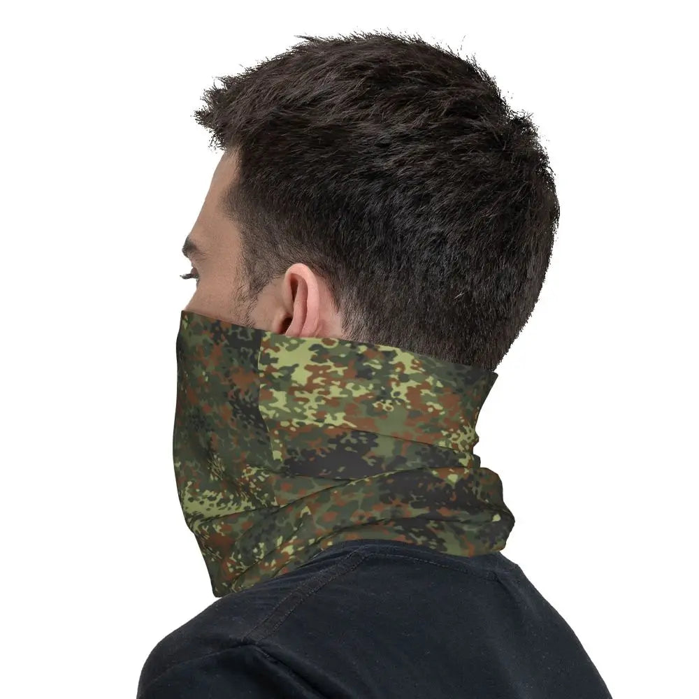 Custom Flecktarn Camo Bandana Neck Gaiter Windproof Face Scarf Cover Men Women Woodland Camouflage Headwear Tube Balaclava