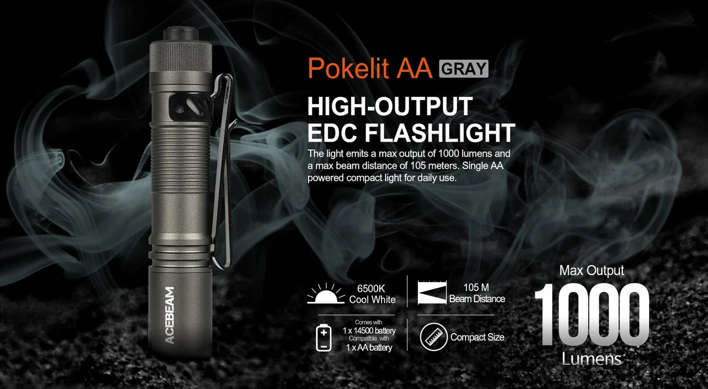 ACEBEAM Pokelit AA EDC Flashlight 1000 Lumens High CRI90 USB-C Rechargeable