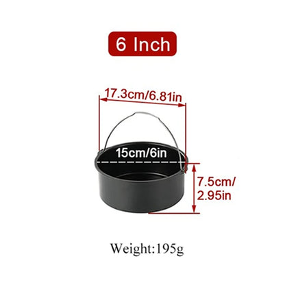 Non-Stick Air Fryer Accessories Universal Baking Pan Cake Barrel Pizza Tray Grill Rack for Cooking Roasting Frying Kitchen Tools