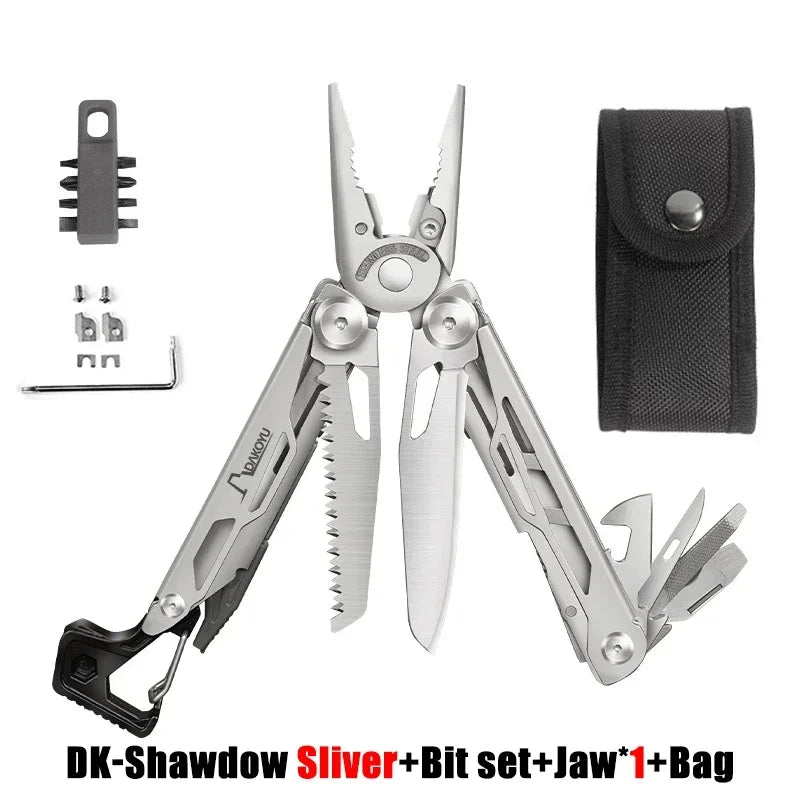 DAKOYU DKShadow Multitool Camping Pliers with Emergency Whistle -8 Color Compact Outdoor Tool, Suitable for Hiking and Camping