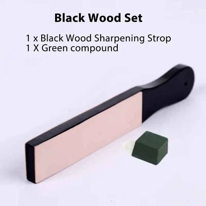 WUTA 1 Piece Leather Knife Sharpener Sharpening Strop Tool Black Wood Razor Polishing Board Fine Grinding with Polish Compound