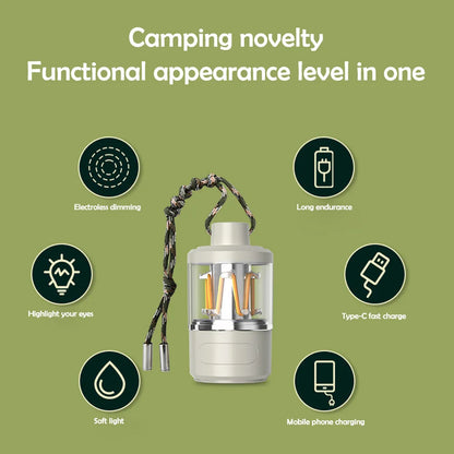LED Rechargeable Flashlight Camping Lantern 5 Modes Super Bright Portable Hanging Tent Lamp Waterproof Hiking Fishing Outdoor