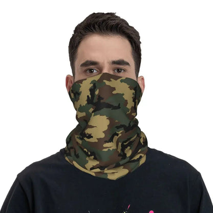 Custom Flecktarn Camo Bandana Neck Gaiter Windproof Face Scarf Cover Men Women Woodland Camouflage Headwear Tube Balaclava