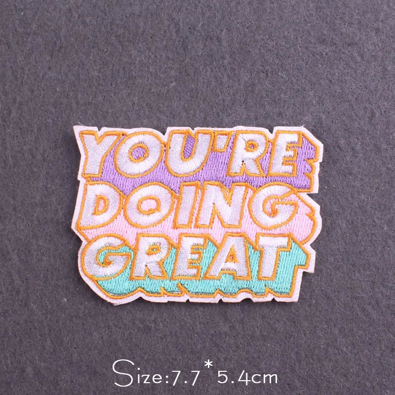 Indicative Slogan Patch Iron/Sew On Patches For Clothing Thermoadhesive Patches Embroidery/Fusible Patch Stay Weird Applique DIY