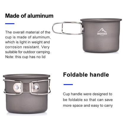 Widesea Camping Mug Outdoor Coffee Tea Aluminum Cup Tourism Tableware Picnic Cooking Supplies Equipment Tourist Trekking Hiking
