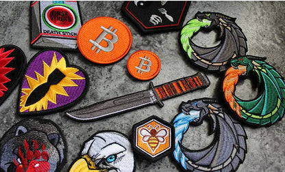 3D Embroidery Creative  Gold Coins and Stereo Eagles Armband  No Signal Woven With Hook Loop For Backpack Clothing Custom Patch