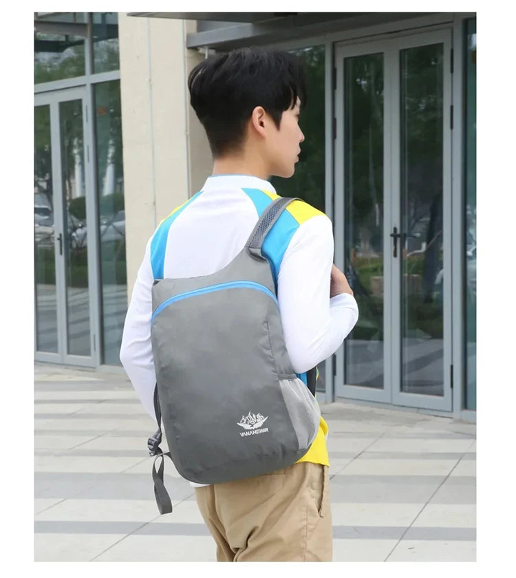 New Foldable Fitness Bag Lightweight Outdoor Cover Waterproof Wide Shoulder Strap Nylon Fabric Multi Color Backpack