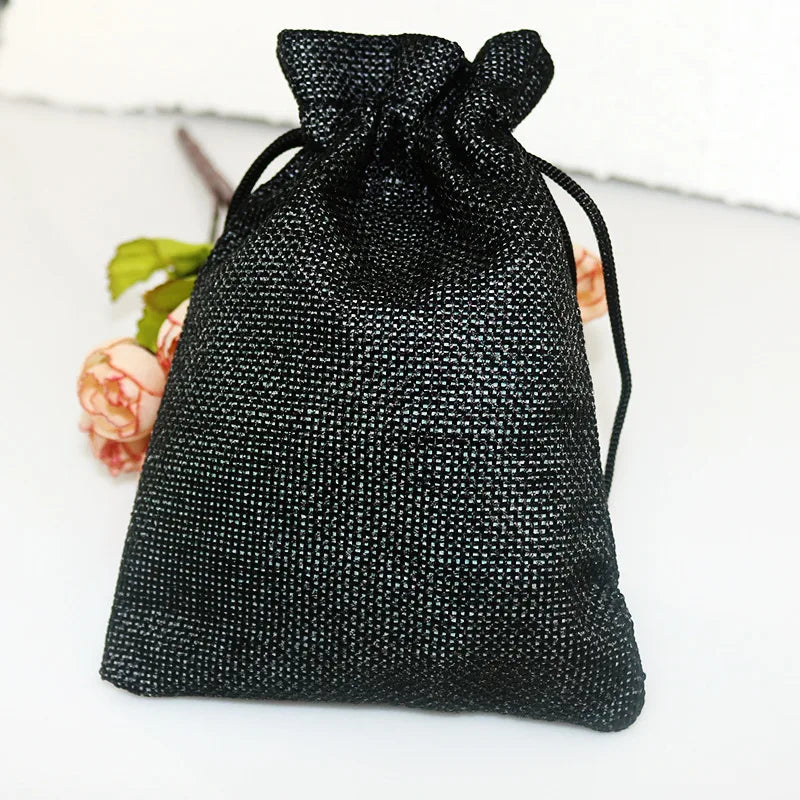10pc (9x12cm) Handmade Natural Burlap Linen Drawstring Gift Bags Favor Wedding Christmas Gift Bag Jewelry Packaging Bags&Pouches
