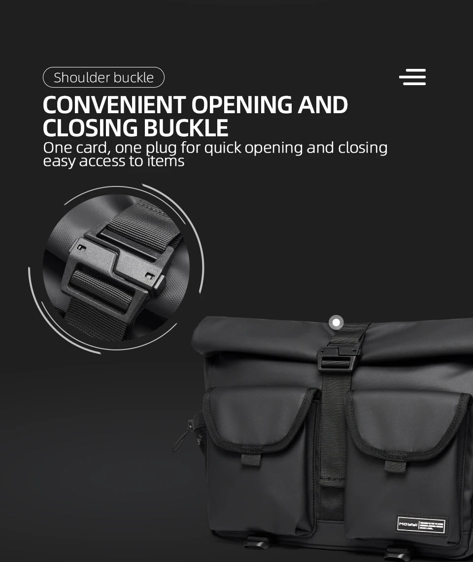 Fashion Casual Men Roll Top Shoulder Messenger Bag Large Size Outdoor Cycling Crossbody Side Bags Male Urban Trend Daypack