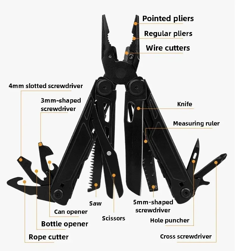 Multitool  18-in-1 EDC Pocket Knife Set with Wire Stripper, Pliers, and Pocket Clip, Gifts for Men, Stainless Steel Scissors