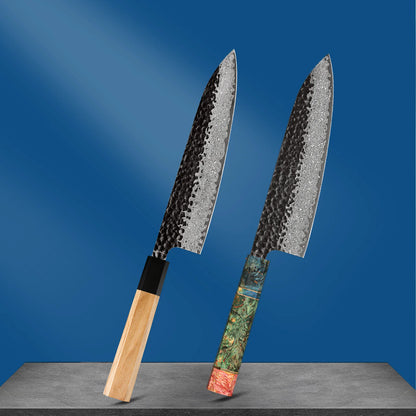 Damascus Steel Japanese Kitchen Knife, PRO Chef Knife, Handmade