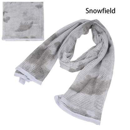 Camouflage Netting Scarf Sniper Veil Camo Mesh Face Scarf Veil Shemagh Head Wrap for Outdoor Camping Hiking Hunting Shooting