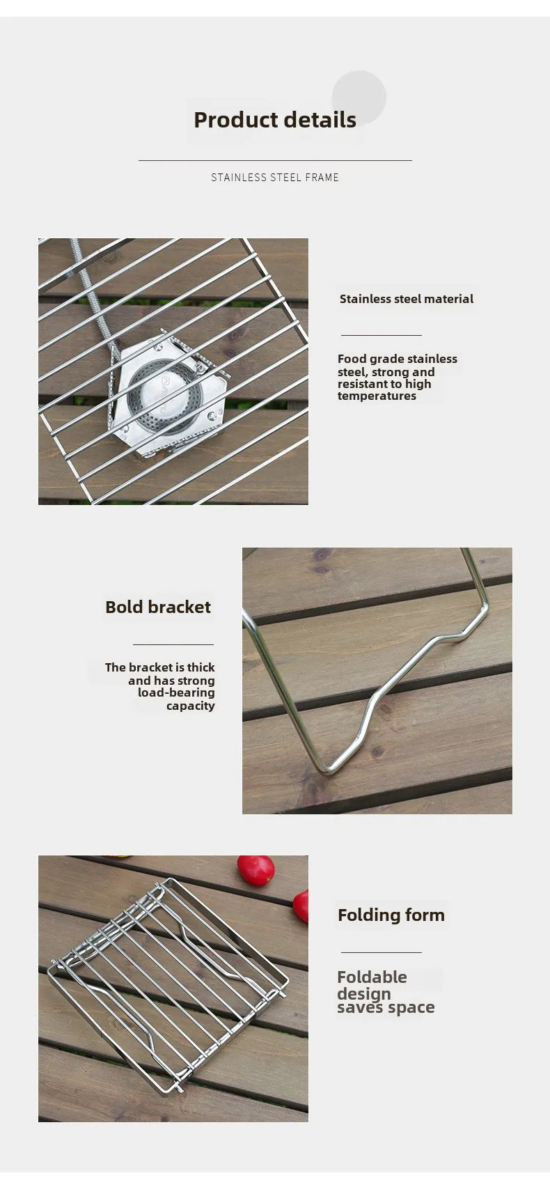 Folding Campfire Grill Stainless Steel Portable Multifunctional High Temperature Corrosion Resistance Outdoor Camping