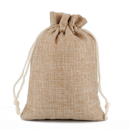 10pc (9x12cm) Handmade Natural Burlap Linen Drawstring Gift Bags Favor Wedding Christmas Gift Bag Jewelry Packaging Bags&Pouches