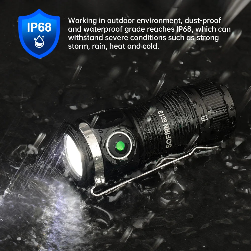Sofirn SC13 Black Green SST40 LED 1300lm Mini Tactical Flashlight