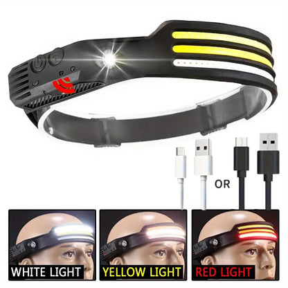 High Power LED Headlamp Rechargeable COB XPE Induction Head Torch Lights