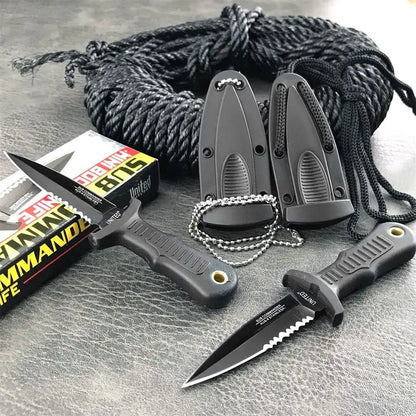 Neck-Mounted Tactical Fixed Blade - 440C Mini Survival Knife for Outdoor EDC, Hunting Combat and Survival with Nylon Handle