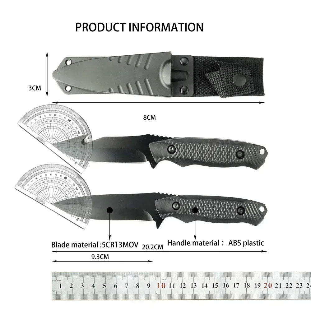 Survival Fixed Blade Knife High Hardness 5Cr13Mov Blade ABS Handle Military Tactical Outdoor Knife EDC with Sheath Hunting Tool