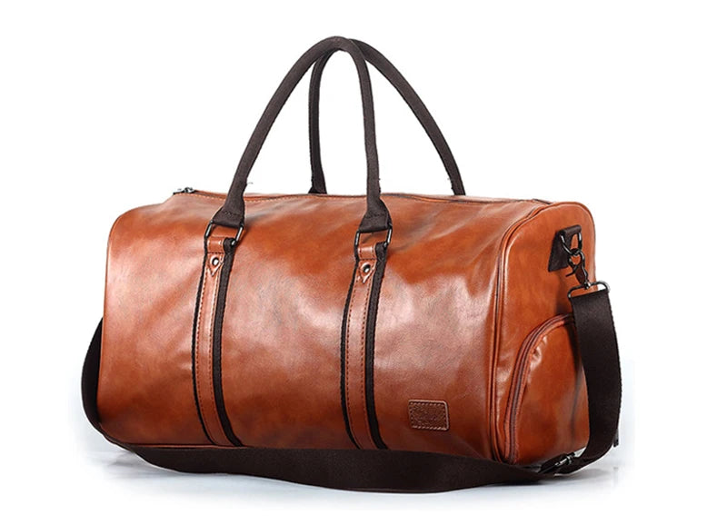 Leather Handbag Gym Bag Fitness Travel Shoe Pocket Luggage Outdoor Shoulder Crossbody Duffle Side Sac De Sports Bag For Men