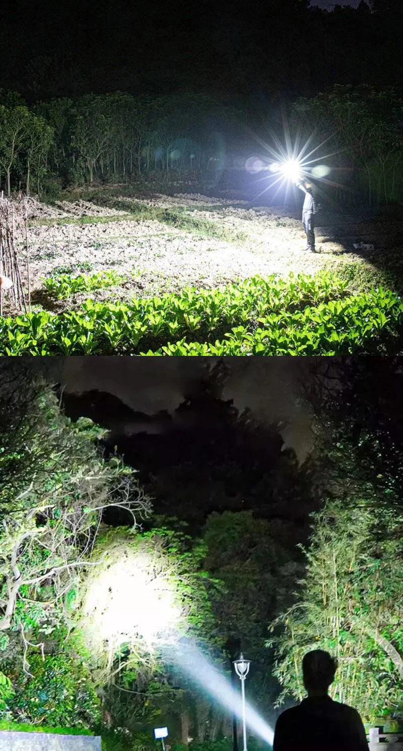 Powerful Flashlight With 7 Lamp Beads Super Tactical Light With COB Side Light Camping Lantern USB Rechargeable Outdoor Torch
