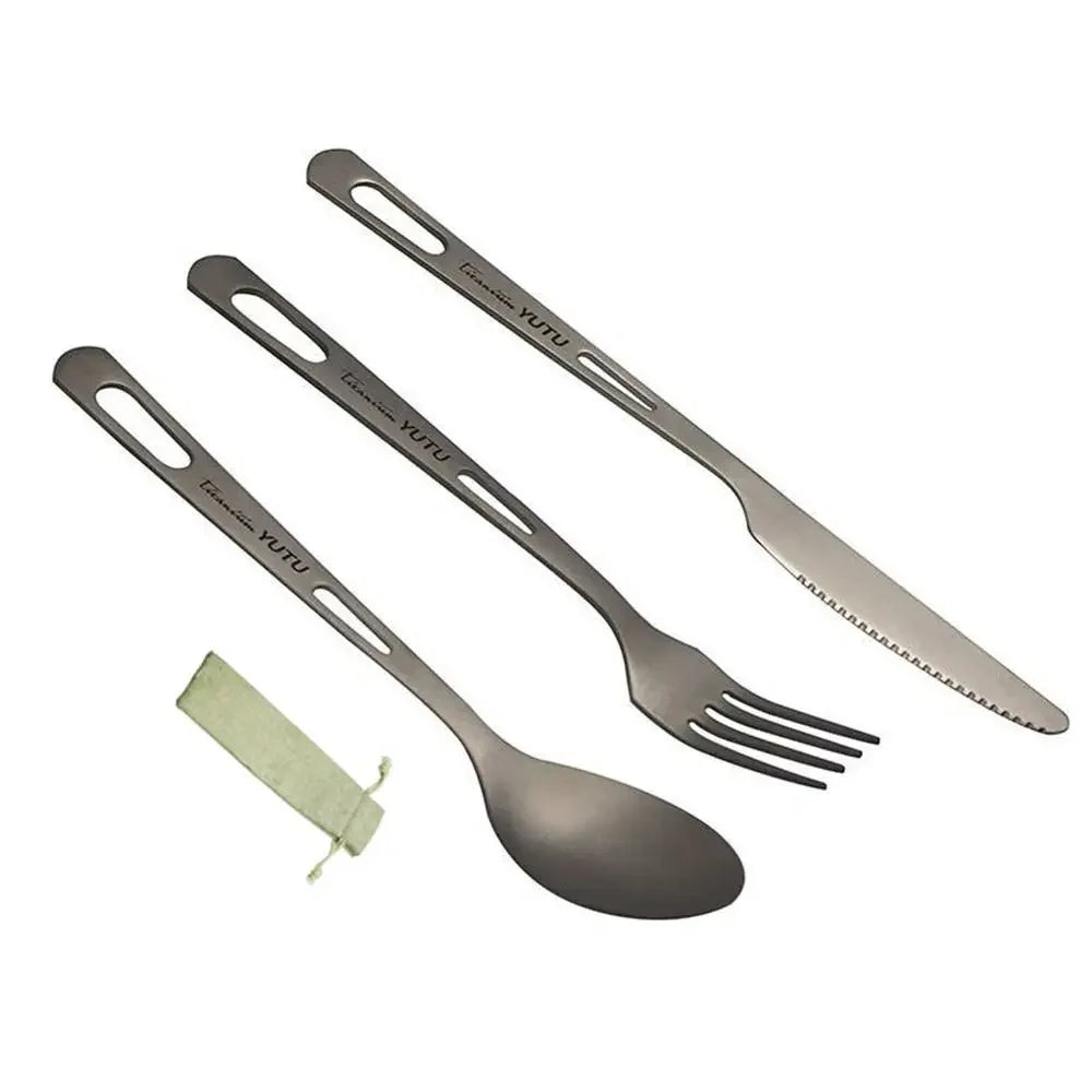 Portable Outdoor Dinnerware Sets Ultralight Travelling Knife Fork Spoon Chopstick Titanium Tableware Flatware Set Camping