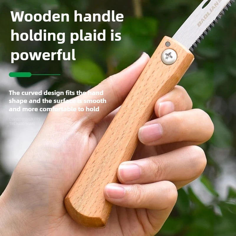 Mini Folding Manual Saw Non-slip Wooden Handle Pull Foldable Saw Flush Cut Trim Saw for Handsaw Woodworking Plastic Cutting Tool