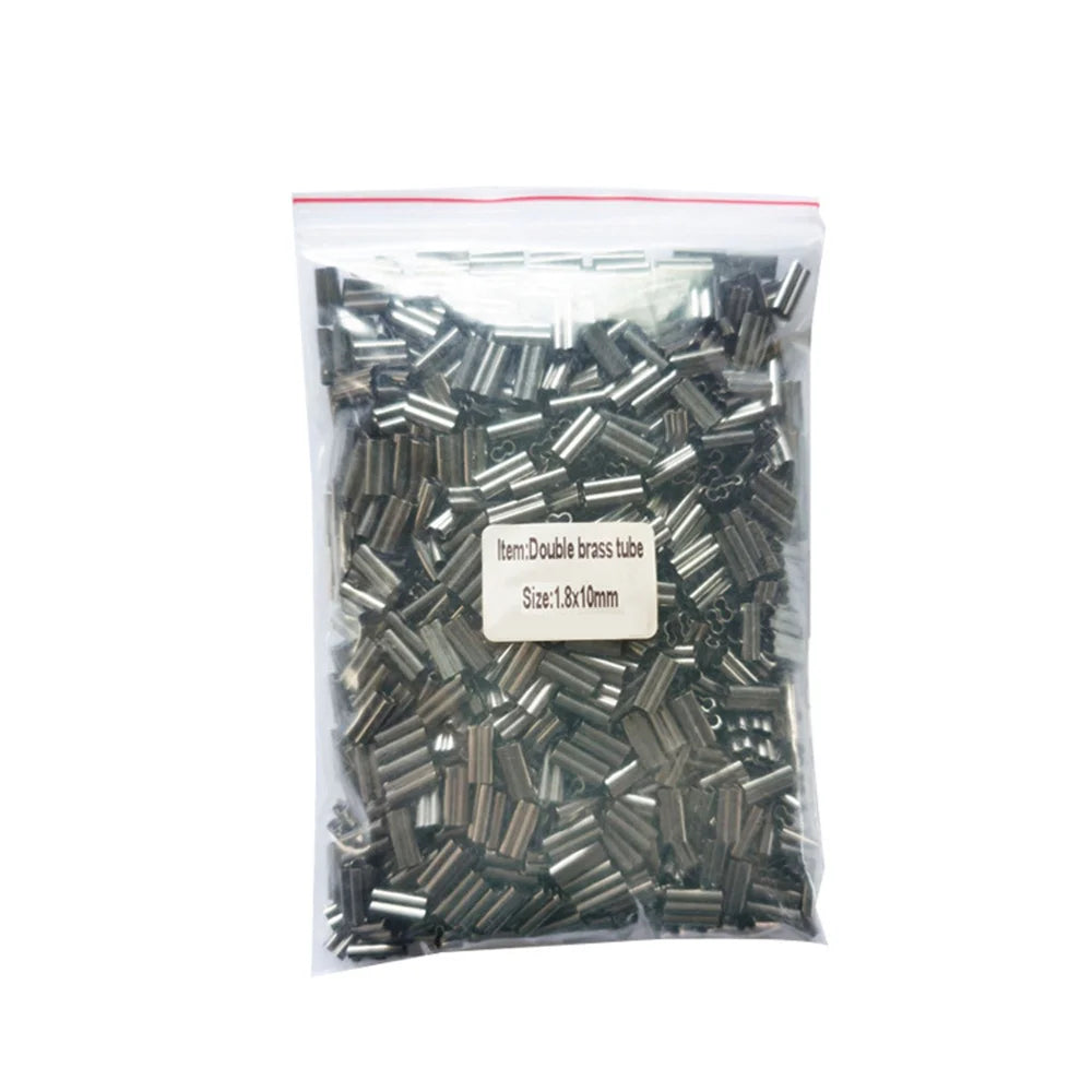 100PCS Brass Double Barrel Crimps Sleeve Tube Pipe Leader Wire Crimping Connector Carp Fishing Hook Accessories Pesca