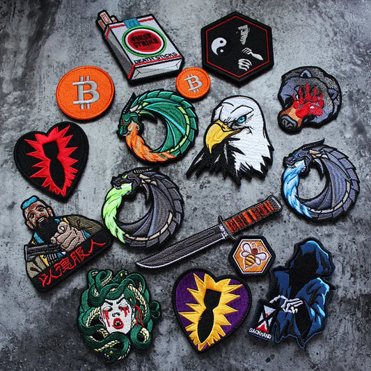 3D Embroidery Creative  Gold Coins and Stereo Eagles Armband  No Signal Woven With Hook Loop For Backpack Clothing Custom Patch