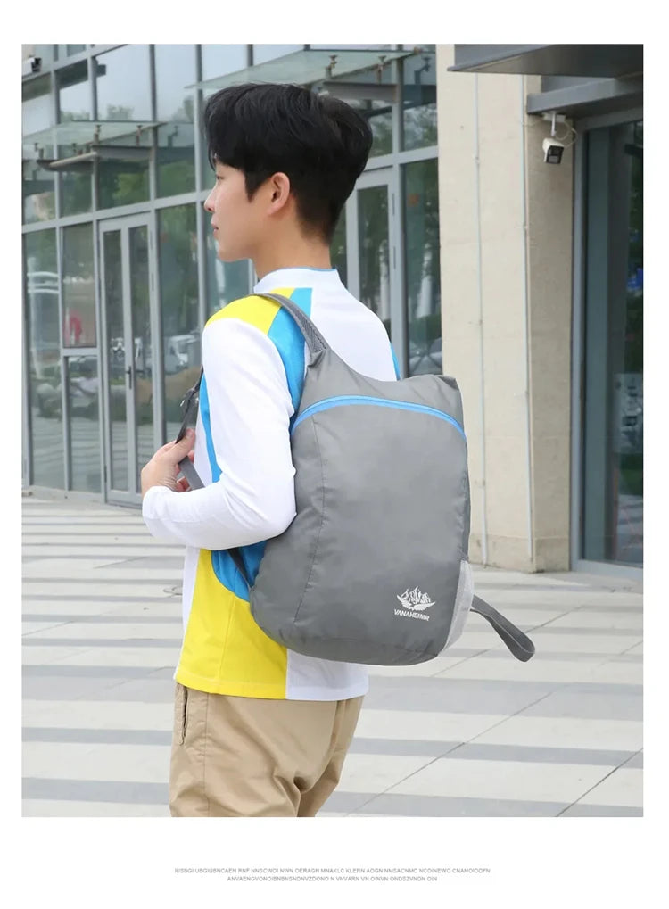New Foldable Fitness Bag Lightweight Outdoor Cover Waterproof Wide Shoulder Strap Nylon Fabric Multi Color Backpack