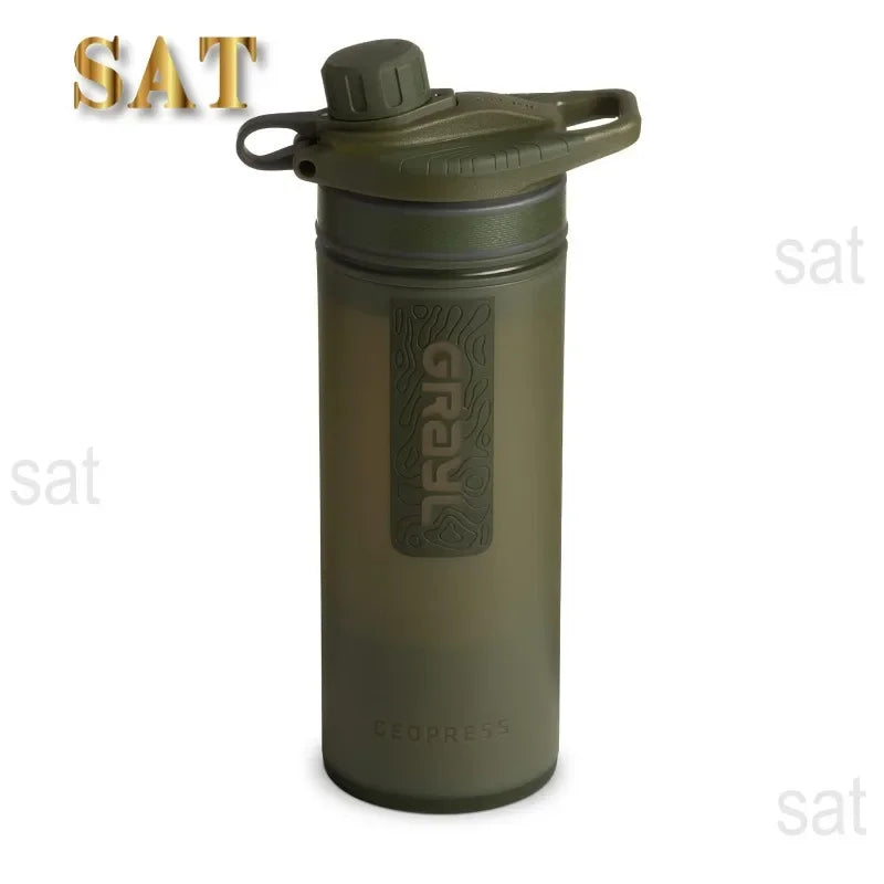 tt For GRAYL GeoPress 24 oz Water Purifier Bottle - Filter for Hiking, Camping, Survival, Travel (Olive Drab)