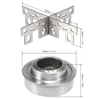 Lixada Outdoor Mini Alcohol Stove Titanium/Stainless Steel Camping Furnace with Cross Stand Stove Rack Picnic Pocket Stove