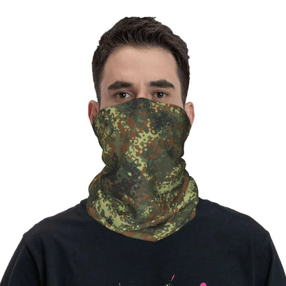 Custom Flecktarn Camo Bandana Neck Gaiter Windproof Face Scarf Cover Men Women Woodland Camouflage Headwear Tube Balaclava