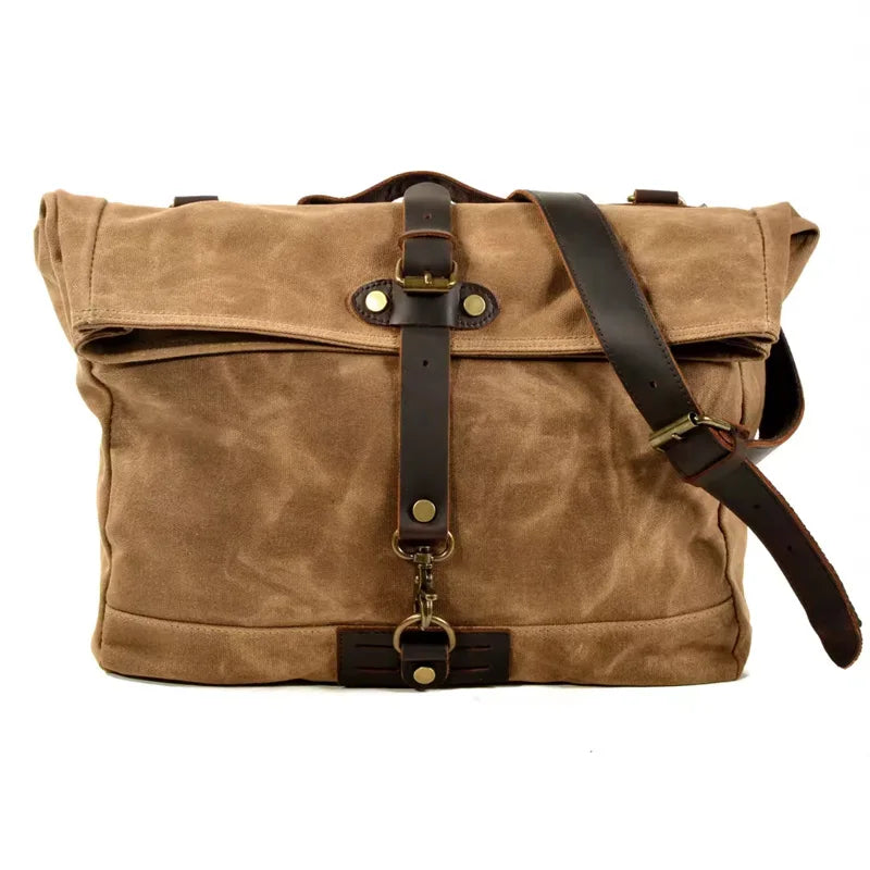 Waterproof wax canvas bag retro messenger bag casual motorcycle men's shoulder bag locomotive men's side package poor package