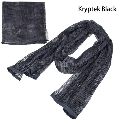 Camouflage Netting Scarf Sniper Veil Camo Mesh Face Scarf Veil Shemagh Head Wrap for Outdoor Camping Hiking Hunting Shooting