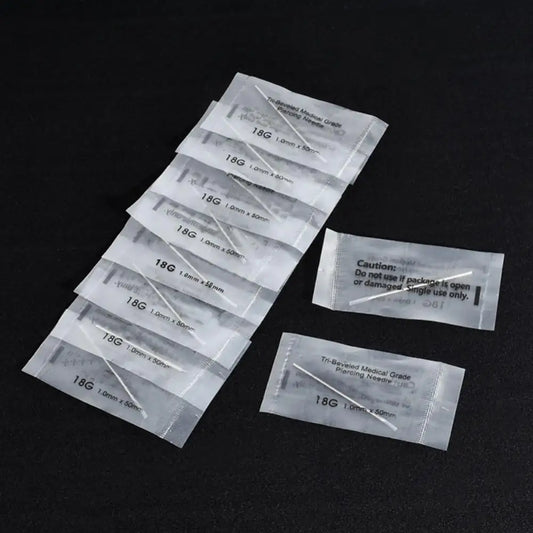 10Pcs 12/14/16/18/20G Surgicals Steel Disposable Piercing Needles for Navel Nose