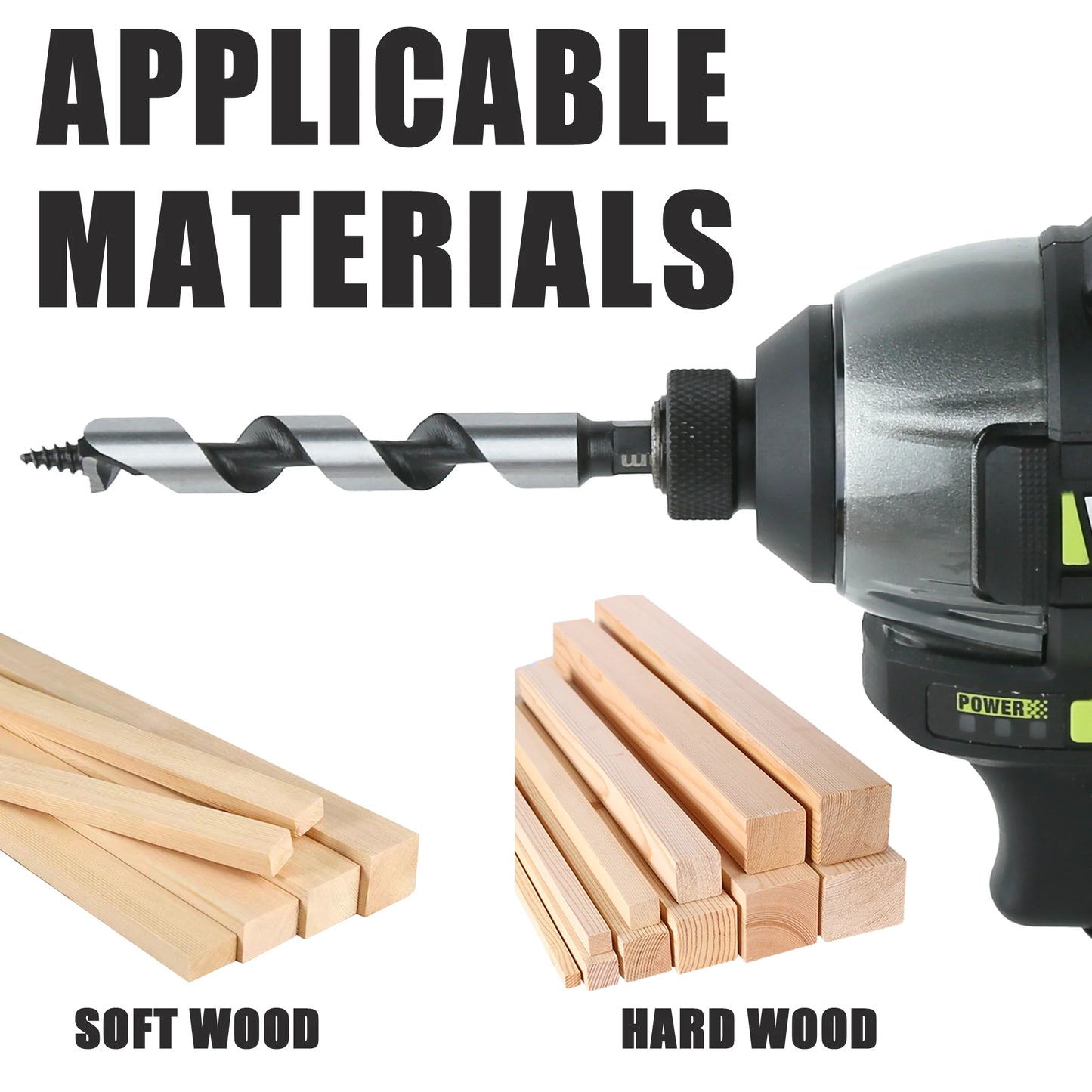 HEDA 5Pcs 5/6/8/10/12mm Woodworking Ship Auger Drill Bit Set 1/4'' Hex Quick Change Shank HCS For Soft Hard Wood Hole Saw