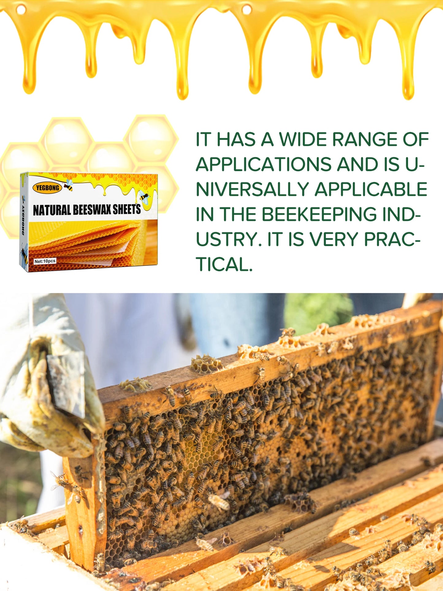 10Pcs Natural Honeycomb Bee Wax Sheets DIY Honey Candle Making Supplies Durable Beekeeping Foundation Sheets Tool