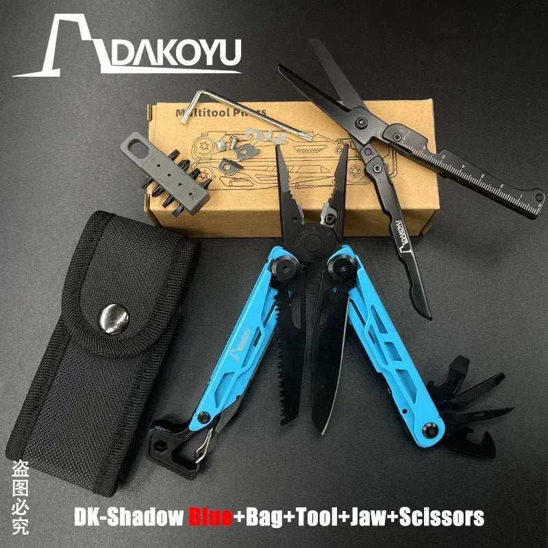 DAKOYU DKShadow Multitool Camping Pliers with Emergency Whistle -8 Color Compact Outdoor Tool, Suitable for Hiking and Camping