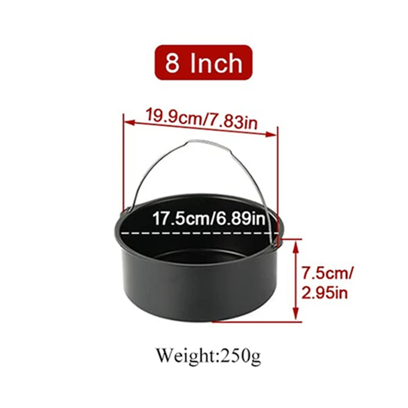 Non-Stick Air Fryer Accessories Universal Baking Pan Cake Barrel Pizza Tray Grill Rack for Cooking Roasting Frying Kitchen Tools