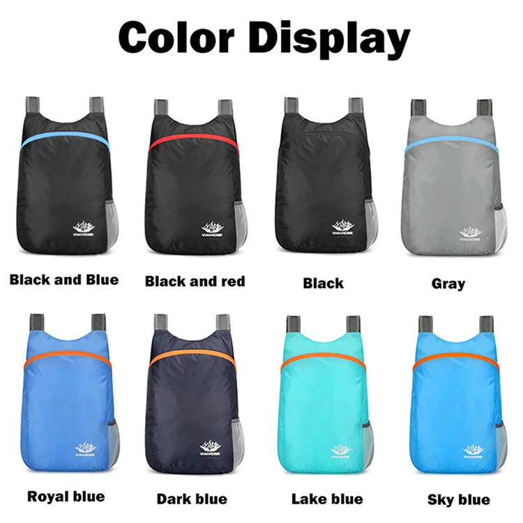 New Foldable Fitness Bag Lightweight Outdoor Cover Waterproof Wide Shoulder Strap Nylon Fabric Multi Color Backpack
