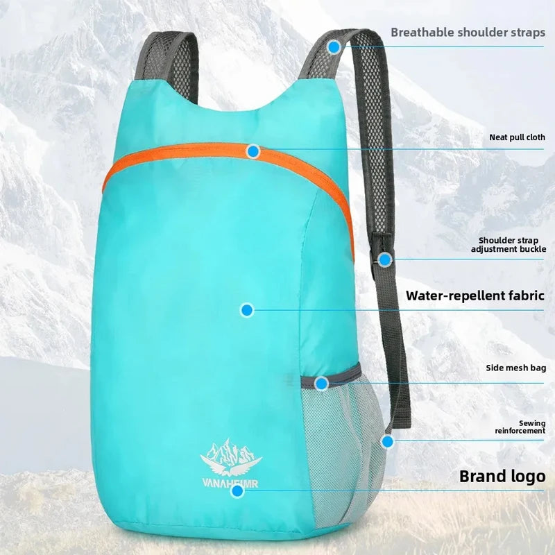 New Foldable Fitness Bag Lightweight Outdoor Cover Waterproof Wide Shoulder Strap Nylon Fabric Multi Color Backpack