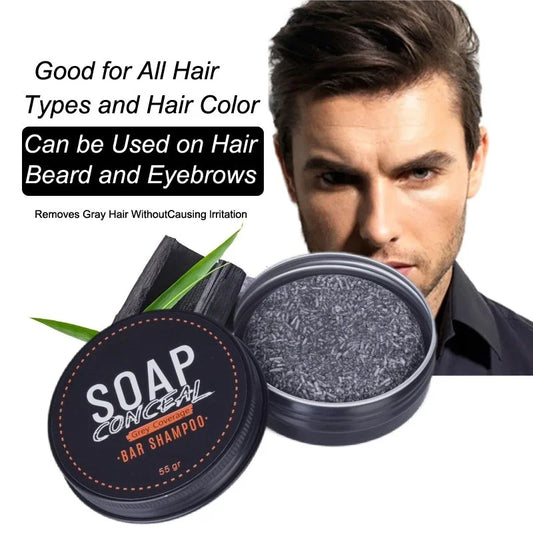 50g Black Hair Soap Hair Darkening Soap Shampoo Bar Fast Effective Repair Gray White Color Dye Hair Body Natural Org