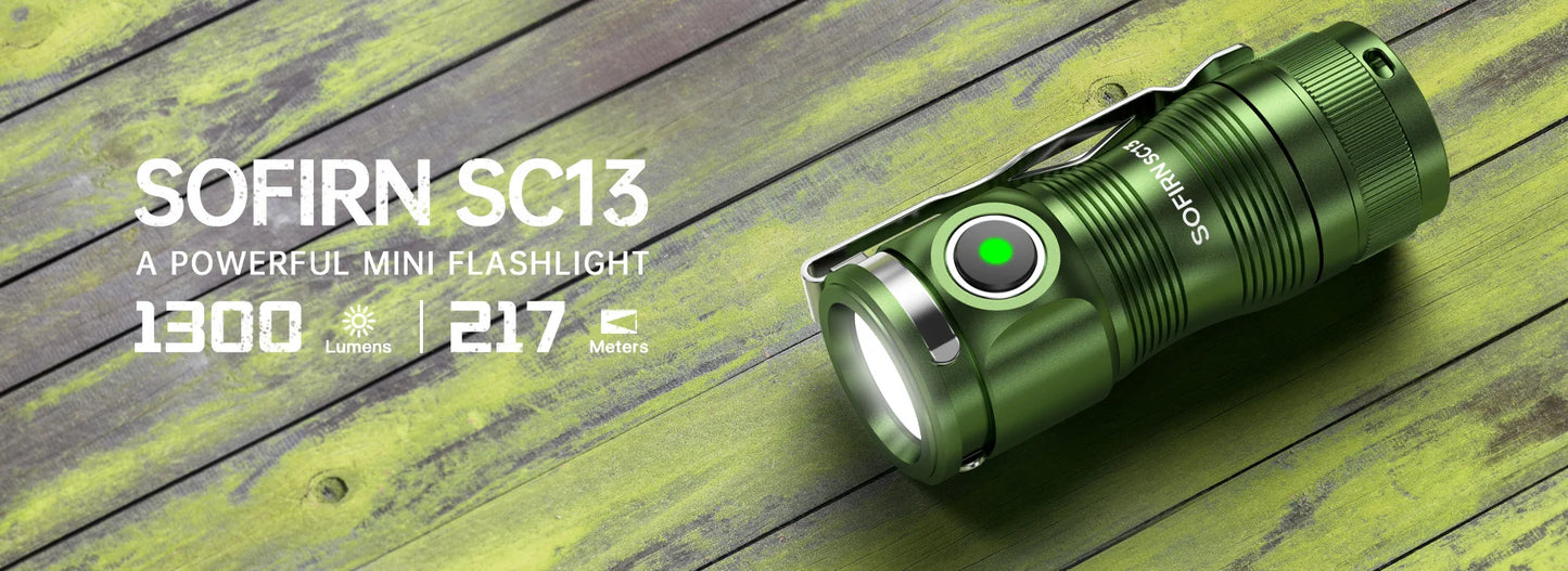 Sofirn SC13 Black Green SST40 LED 1300lm Mini Tactical Flashlight