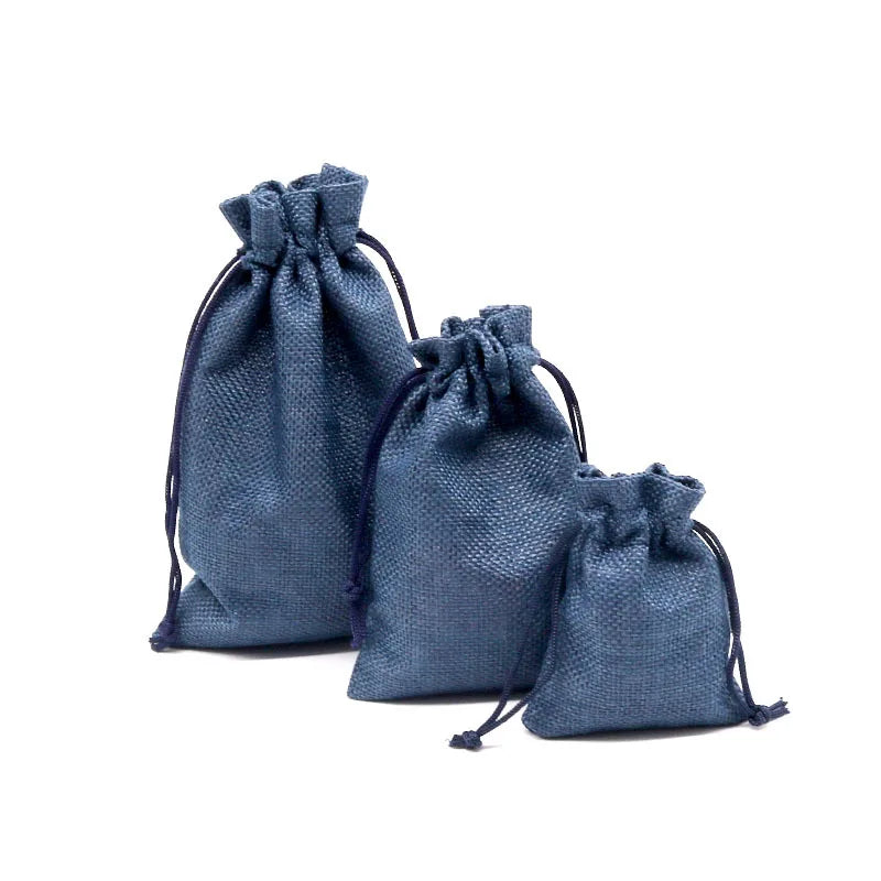10pc (9x12cm) Handmade Natural Burlap Linen Drawstring Gift Bags Favor Wedding Christmas Gift Bag Jewelry Packaging Bags&Pouches