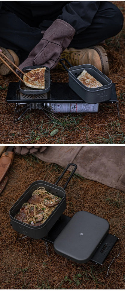 CAMPINGMOON S-2013 Aluminum Oxide Portable Lunch Box, Open Flame Heated OutdoorPicnic Camping Lunch Box, Aluminum Lunch Box