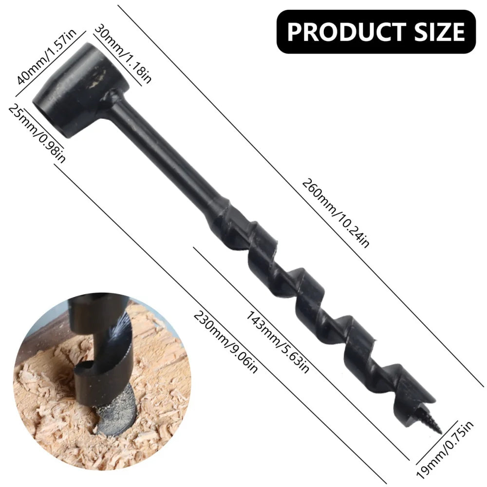 Bushcraft Outdoor Survival Hand Drill Carbon Steel Manual Auger Manual Survival Drill Self-Tapping Wood Punching Tool