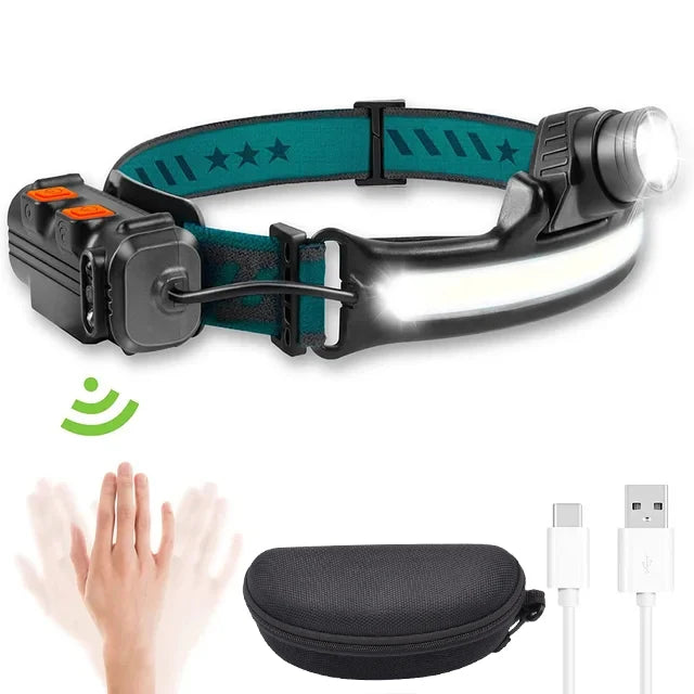 Induction Headlamp XPG+COB LED Head Lamp with Built-in Battery